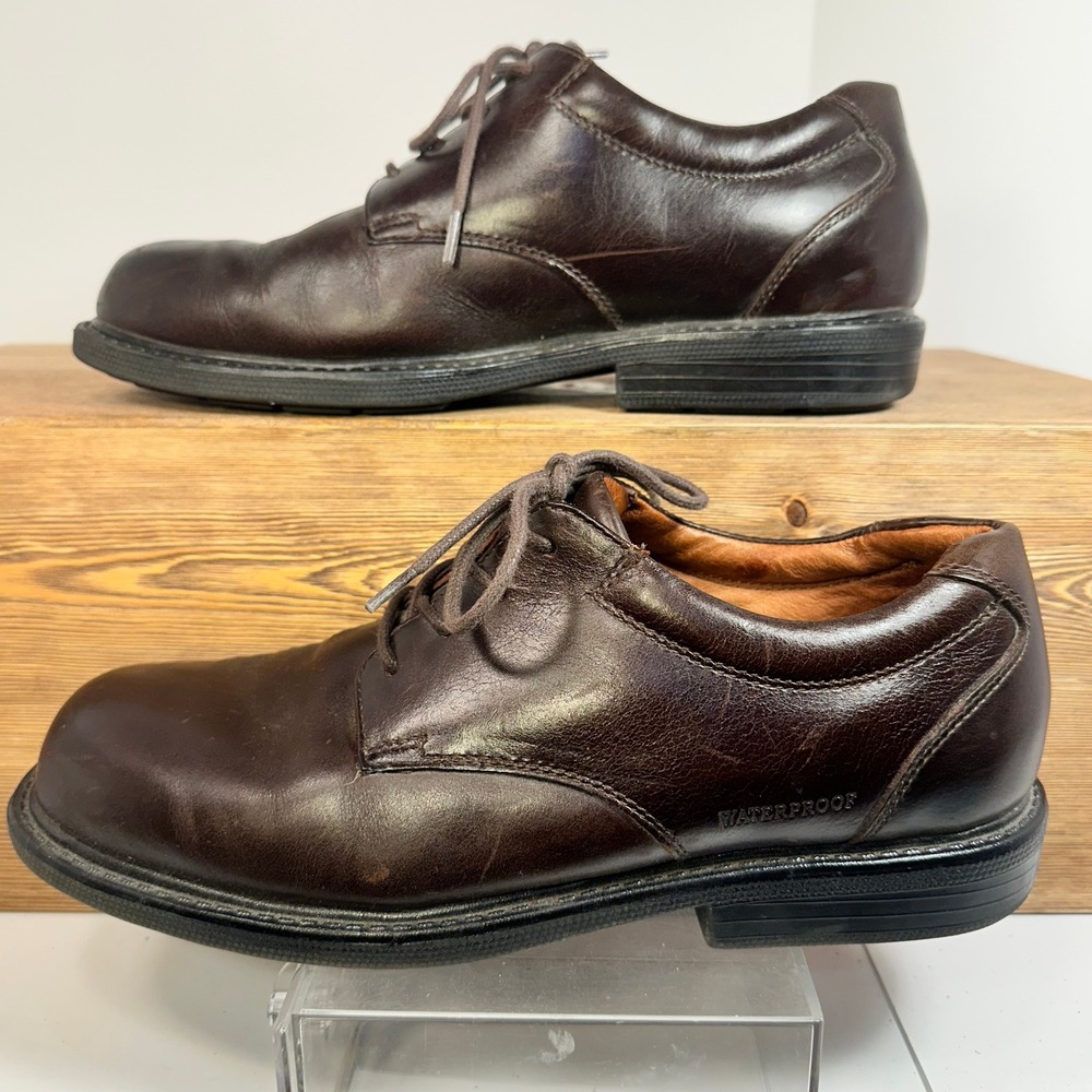 Florsheim Mens Leather Oxford Dress Shoes SZ 9.5D Brown Plain Toe 11045-02